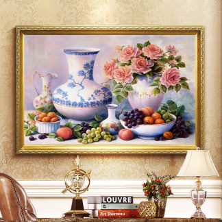 DIY Diamond Painting Full. Ruang Makan Buah Bunga Pot 50x35 CM D555