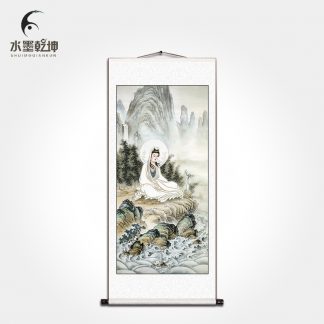 Lukisan Gulir Gulung Gantung. Dewi Kuan Yim  168x68CM LG053