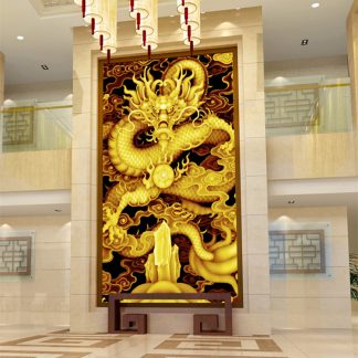 DIY Diamond Painting Full Naga Emas, Dewa naga 50x100cm D625