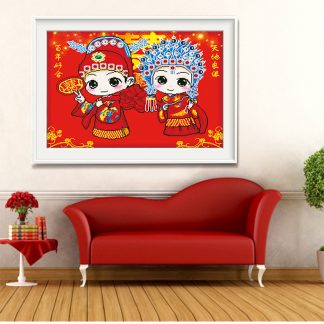 DIY Diamond Painting Full unik. Menikah, Chinese Married Couple 50x40 Cm D628