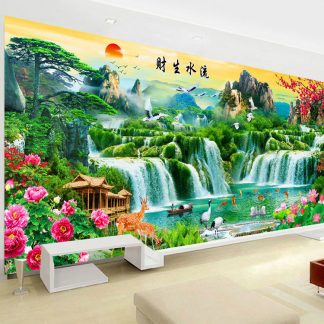 DIY Diamond Painting Full. air terjun pemandangan surga 100x40cm D633