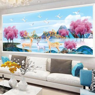 DIY Diamond Painting Full . Rusa danau eropa view 120X40cm D634