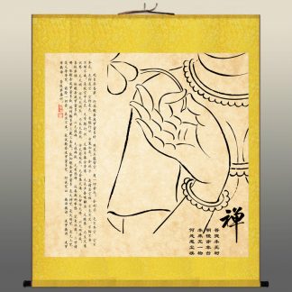 Lukisan Gantung Gulir Gulung zen buddha, tangan buddha teratai 60x60CM LG060
