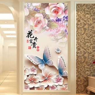 DIY Diamond Painting Full. Kupu Kupu dan bunga 50x90 cm D712