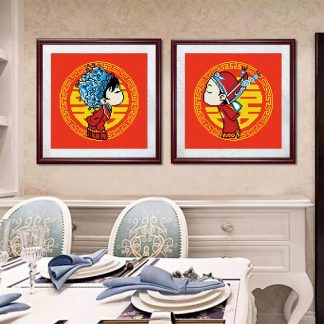 DIY Diamond Painting 5D. Couple Married Chinese 35x35 cm x 2set D721