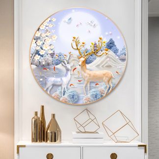 DIY Diamond Painting Full Rusa Kolam Ikan Modern Style Bulat 50x50 cm D706