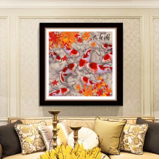 DIY Diamond Painting Full. 9 ikan koi maple 50x50 cm D560M