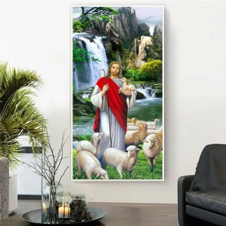 DIY Diamond Painting Full.Yesus domba waterfall 40x60 CM D753