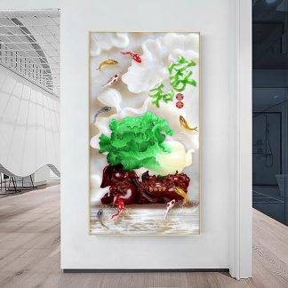 DIY Diamond Painting Full sawi ikan koi keluarga harmonis 50x90cm D956