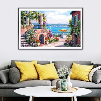 DIY Diamond Painting Full pemandangan wisata tepi laut 40x30cm D951