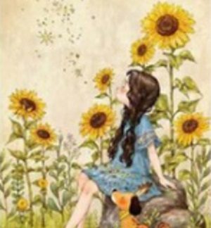 DIY Diamond Painting Full Girl and taman view bunga matahari 45×60cm D591M