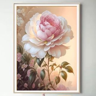 DIY Diamond Painting Full bunga peony pink kembang 40x50 cm D174