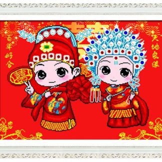 DIY Diamond Painting Full Couple pasangan pernikahan Chinese style 50x40 cm D169