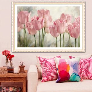 DIY Diamond Painting Full bunga tulip pink romantis 60x42 cm D181