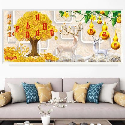 DIY Diamond Painting Full Pohon rezeki dan buah holo 100x40 cm D188 - Image 2