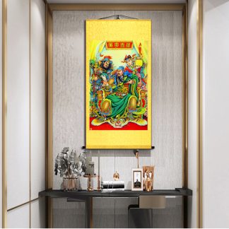 Lukisan Gantung Kain dewa kuan kong dan pendamping (30x80 cm) LG129