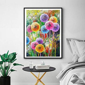 DIY Diamond Painting Full Bunga Dandelion warna warni 30x40 cm D435