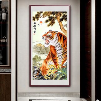 DIY Diamond Painting Full harimau gagah di gunung memandang mangsa 45x75 cm D434