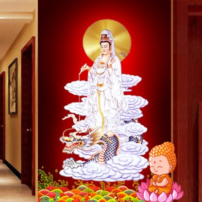 DIY Diamond Painting Full dewi guan yim bodhisattva injak naga 50x70 cm D460 - Image 3